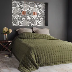 Jeté de lit matelassé et uni (230x250 cm - Vert foncé)>Linder Sale