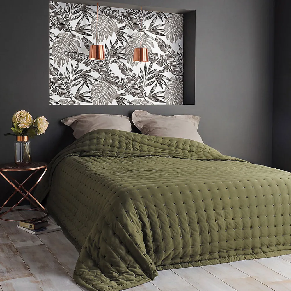 Jeté de lit matelassé et uni (230x250 cm - Vert foncé)>Linder Sale