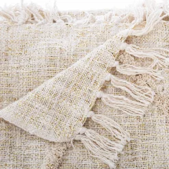 Jeté de lit Shine en coton & lurex - ivoire 130x180 cm - Atmosphera><noscript><img width=