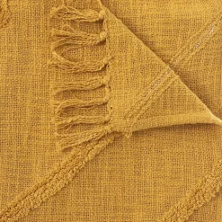 Jeté de lit tufté Inca 130x180 ocre coton>Atmosphera Créateur D'Intérieur Outlet