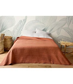 Jeté de lit uni 100% polyester "Hawai" - 180x240cm - Terre cuite>Linder Clearance