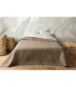 Jeté de lit uni 100% polyester "Hawai" - 230x250cm - Taupe>Linder Discount