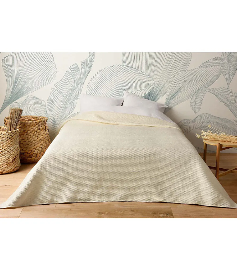 Linder Jeté de lit uni 100% polyester "Hawai" - 230x250cm - Ivoire* Boutis, Couvre-Lit, Édredon