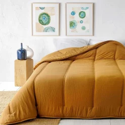 Linder Jeté de lit uni (230x250 cm - Jaune Curry)* Boutis, Couvre-Lit, Édredon