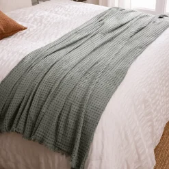 Atmosphera Créateur D'Intérieur Jeté de lit Widdy coton 130x180cm vert céladon - Atmosphera* Boutis, Couvre-Lit, Édredon