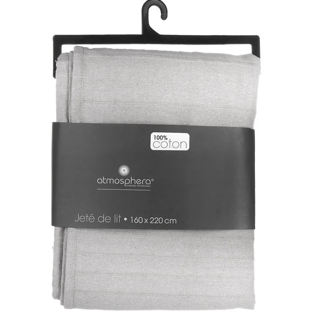 Jeté de lit 160x220 gris clair coton>Atmosphera Créateur D'Intérieur
