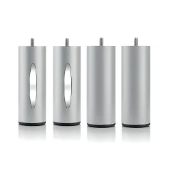 Jeu de pieds de lit cylindriques Hauteur 16 cm (2 lumineux + 2 métal Gris)>Bellecour Clearance