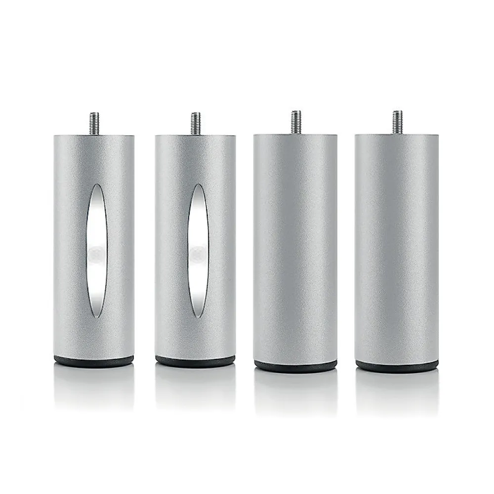 Jeu de pieds de lit cylindriques Hauteur 16 cm (2 lumineux + 2 métal Gris)>Bellecour Clearance