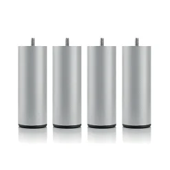 Jeu de pieds de lit cylindriques en métal Gris Hauteur 16 cm (lot de 4)>Bellecour Best
