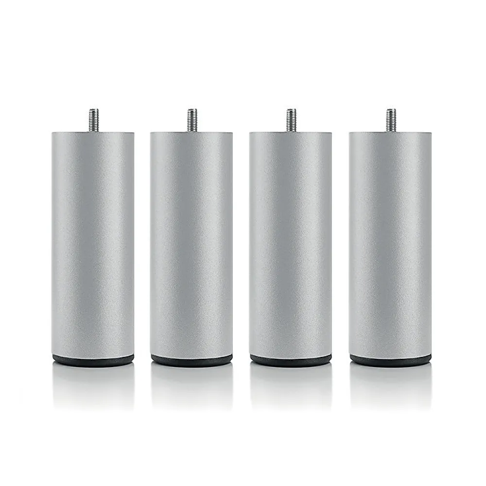 Jeu de pieds de lit cylindriques en métal Gris Hauteur 16 cm (lot de 4)>Bellecour Best