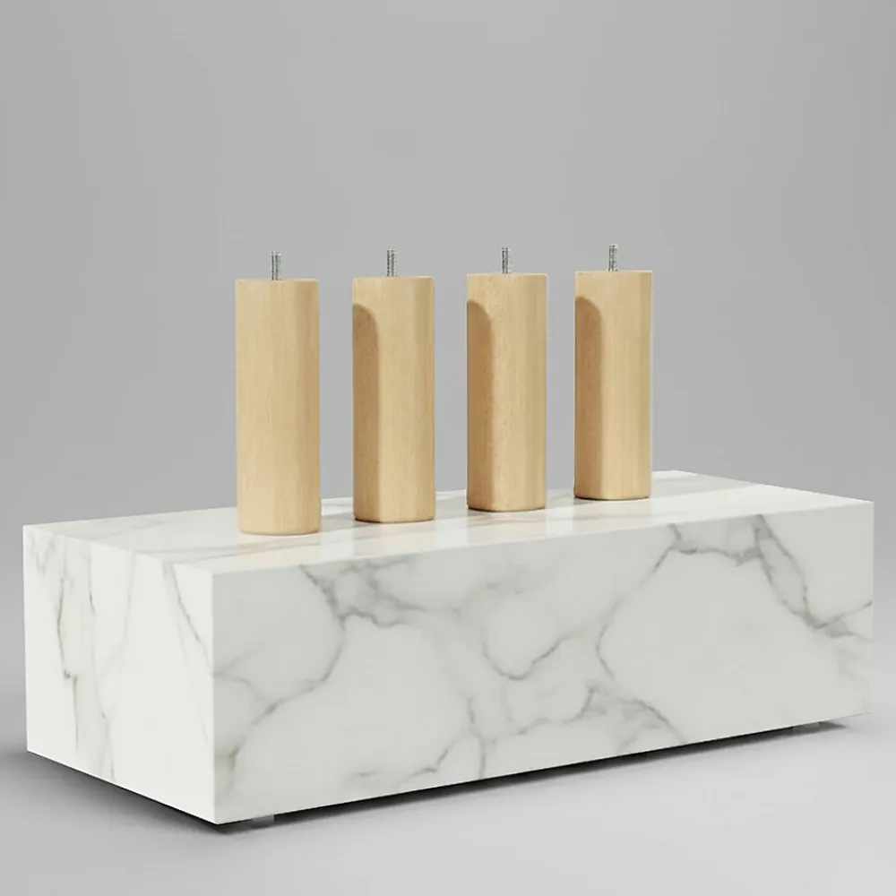 Jeu de pieds de lit cylindriques en bois Hauteur 15 cm (lot de 4)>Bellecour Outlet