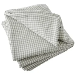 Altobuy JOEL - Chemin de Lit 90x200cm Gaze de Coton Vichy Coloris Eucalyptus* Boutis, Couvre-Lit, Édredon