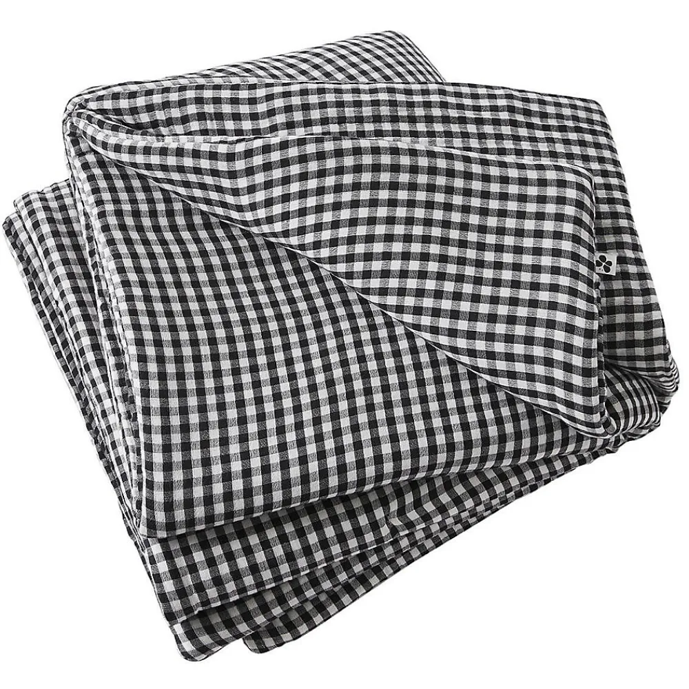 Altobuy JOEL - Chemin de Lit 90x200cm Gaze de Coton Vichy Coloris Truffe* Boutis, Couvre-Lit, Édredon