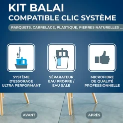 Starwax Kit balai mains sèches compatible clic système* Seau, Bassine, Récipient De Ménage