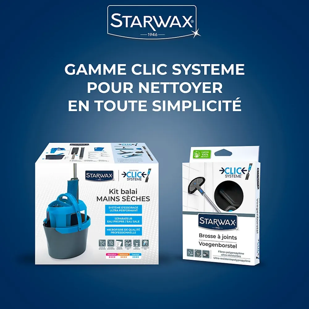 Starwax Kit balai mains sèches compatible clic système* Seau, Bassine, Récipient De Ménage