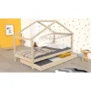 KOALA Lit cabane enfant avec tiroir - Bois pin massif - Naturel - Sommier inlcus - 90x190cm>Weber Sale
