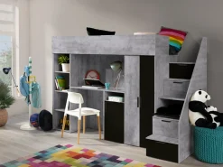 KONKRET 14 Lit superposé 247/165/120 (béton/noir)>Abiks Meble New