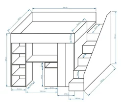 KONKRET 14 Lit superposé 247/165/120 (béton/noir)><noscript><img width=