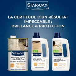 Starwax Lait brillant 2 en 1 marbre et pierres naturelles 1L* Nettoyant Et Entretien Pour Sol