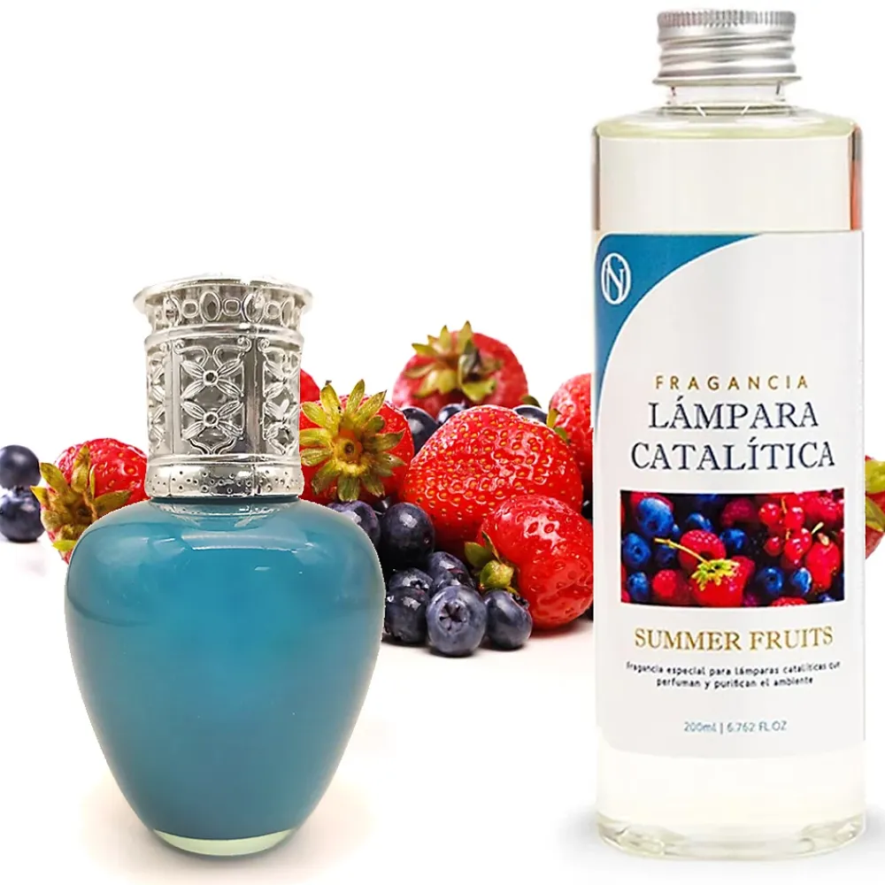 Mamamanuela Lampe catalytique Aqua Marina + Parfum Summer Fruits 200 ml - Élimine mauvaises odeurs, parfume et améliore la qualité de l'air* Désodorisant Et Parfum D'Ambiance