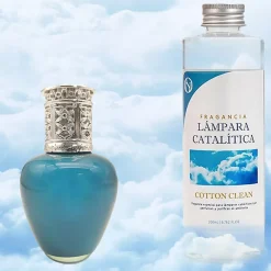 Mamamanuela Lampe catalytique Aqua Marina + Parfum Cotton Clean 200 ml - Élimine les mauvaises odeurs, parfume et améliore la qualité de l'air* Désodorisant Et Parfum D'Ambiance