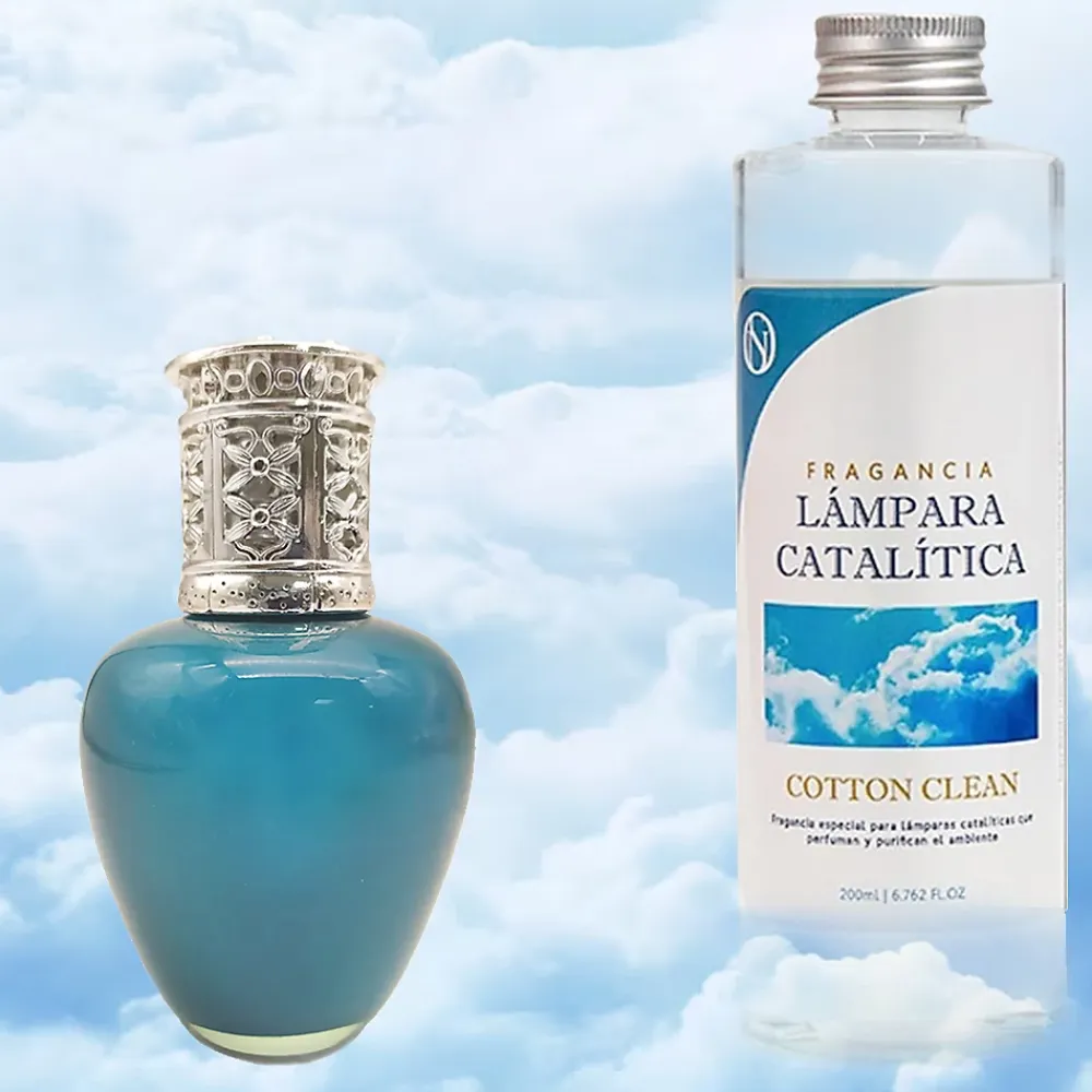 Mamamanuela Lampe catalytique Aqua Marina + Parfum Cotton Clean 200 ml - Élimine les mauvaises odeurs, parfume et améliore la qualité de l'air* Désodorisant Et Parfum D'Ambiance