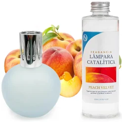 Lampe catalytique Bleu Gris Mat + Arôme Peach Velvet 200 ml - Élimine mauvaises odeurs, parfume et améliore la qualité de l'air>Mamamanuela