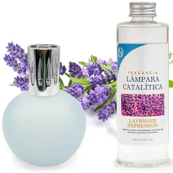 Lampe catalytique Bleu-Gris Mat + Parfum Lavender Expression 500ml. Élimine mauvaises odeurs, parfume et améliore qualité de air>Mamamanuela Discount