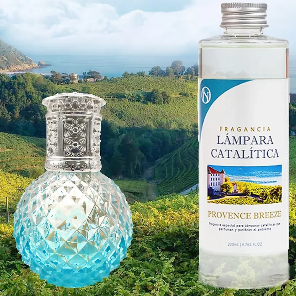 Mamamanuela Lampe catalytique Blue Diamonds + Parfum Provence Breeze 200 ml - Élimine mauvaises odeurs, parfume et améliore qualité de l'air* Désodorisant Et Parfum D'Ambiance