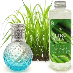 Mamamanuela Lampe catalytique Blue Diamonds + Parfum Citronnelle 200 ml - Élimine mauvaises odeurs, parfume et améliore la qualité de l'air* Désodorisant Et Parfum D'Ambiance