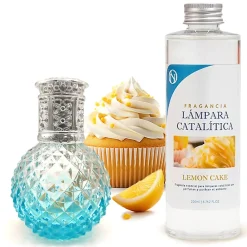 Mamamanuela Lampe catalytique Blue Diamonds + Parfum Lemon Cake 200 ml - Élimine les mauvaises odeurs, parfume et améliore la qualité de l'air* Désodorisant Et Parfum D'Ambiance
