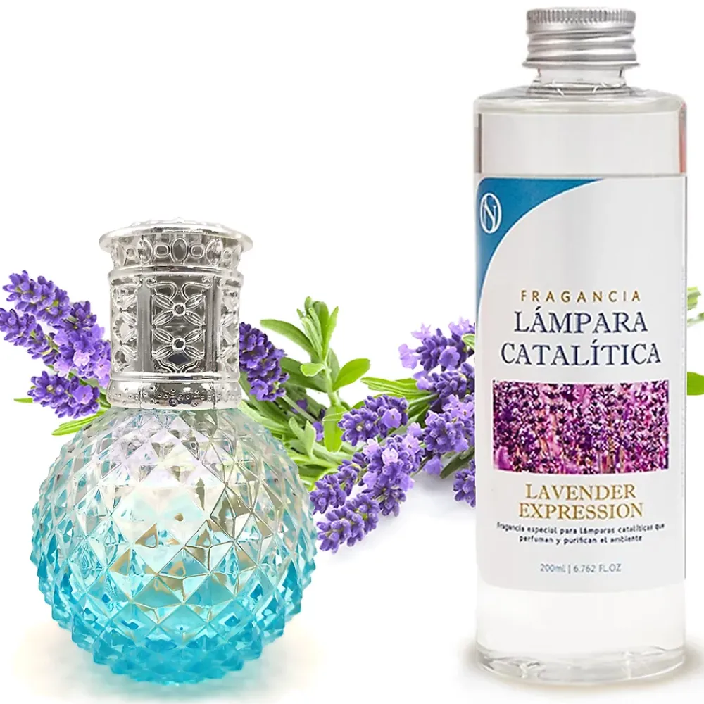 Mamamanuela Lampe catalytique Blue Diamonds + Parfum Lavender Expression 200 ml - Élimine mauvaises odeurs, parfume et améliore qualité de air* Désodorisant Et Parfum D'Ambiance