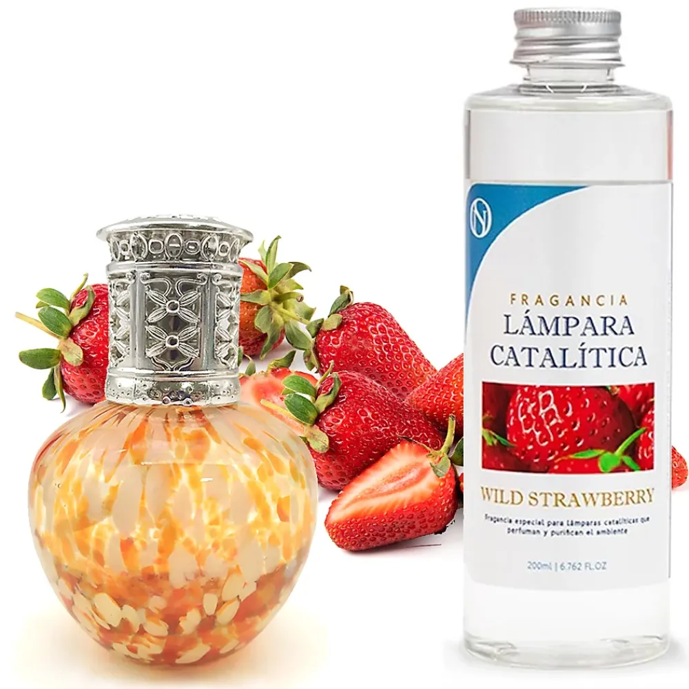 Mamamanuela Lampe catalytique Drops Orange + Parfum Wild Strawberry 500 ml - Élimine mauvaises odeurs, parfume et améliore la qualité de l'air* Désodorisant Et Parfum D'Ambiance