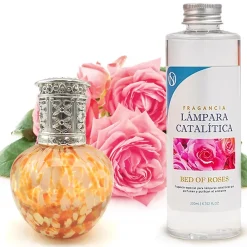 Mamamanuela Lampe catalytique Drops Orange + Parfum Bed of Roses 200 ml - Élimine mauvaises odeurs, parfume et améliore la qualité de l'air* Désodorisant Et Parfum D'Ambiance