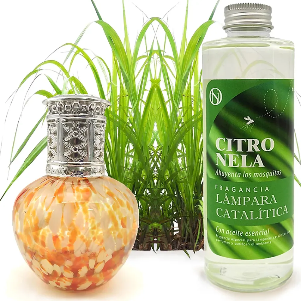 Mamamanuela Lampe catalytique Drops Orange + Parfum Citronnelle 500 ml - Élimine les mauvaises odeurs, parfume et améliore la qualité de l'air* Désodorisant Et Parfum D'Ambiance