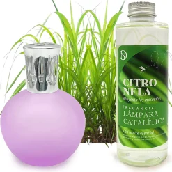 Mamamanuela Lampe catalytique Fuchsia Mat + Parfum Citronnelle 200 ml - Élimine les mauvaises odeurs, parfume et améliore la qualité de l'air* Désodorisant Et Parfum D'Ambiance