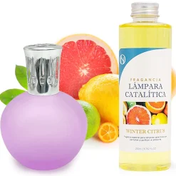 Lampe catalytique Fuchsia Mat + Arôme Winter Citrus 200 ml - Élimine les mauvaises odeurs, parfume et améliore la qualité de l'air>Mamamanuela Outlet