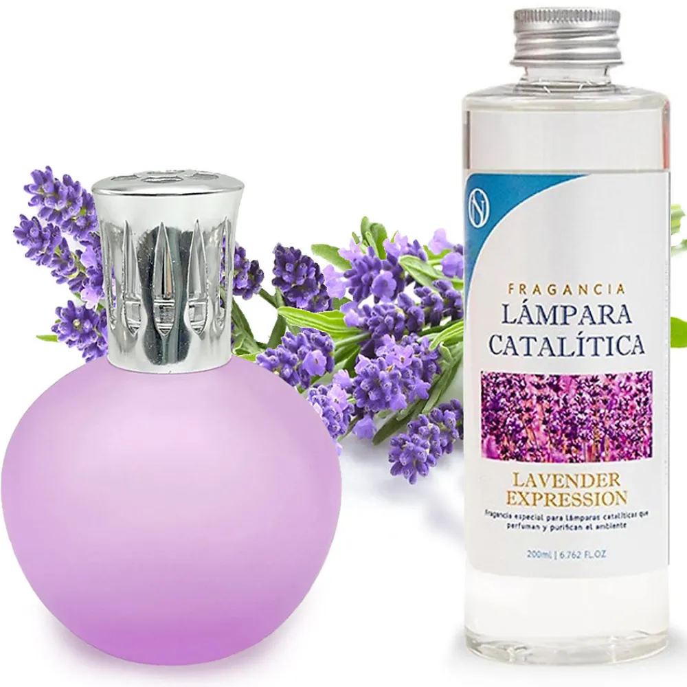 Mamamanuela Lampe catalytique Fuchsia Mat + Parfum Lavender Expression 200ml. Élimine mauvaises odeurs, parfume et améliore qualité de l'air* Désodorisant Et Parfum D'Ambiance
