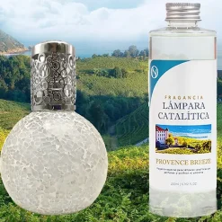 Mamamanuela Lampe catalytique Mosaïque Blanc + Arôme Provence Breeze 500 ml - Élimine mauvaises odeurs, parfume et améliore qualité de l'air* Désodorisant Et Parfum D'Ambiance