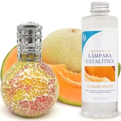 Mamamanuela Lampe catalytique Mosaïque Bicolore + Arôme Waikiki Melon 200 ml - Élimine mauvaises odeurs, parfume et améliore qualité de l'air* Désodorisant Et Parfum D'Ambiance