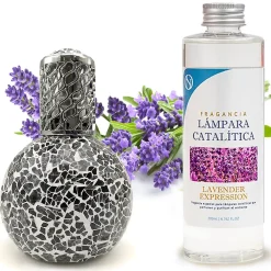 Lampe catalytique Mosaïque Noir + Parfum Lavender Expression 200ml. Élimine mauvaises odeurs, parfume et améliore qualité de l'air>Mamamanuela Clearance