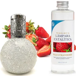 Lampe catalytique Mosaïque Blanc + Arôme Wild Strawberry 500 ml - Élimine mauvaises odeurs, parfume et améliore qualité de l'air>Mamamanuela