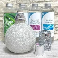 Lampe catalytique Mosaïque Blanc + Parfum Mediterranean Light 200ml. Élimine mauvaises odeurs, parfume et améliore qualité de air>Mamamanuela Clearance