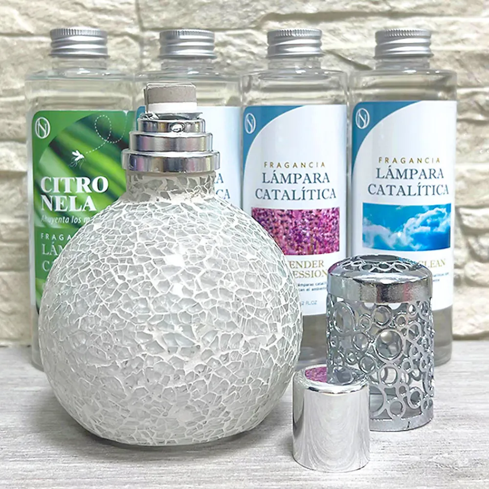 Lampe catalytique Mosaïque Blanc + Parfum Mediterranean Light 200ml. Élimine mauvaises odeurs, parfume et améliore qualité de air>Mamamanuela Clearance