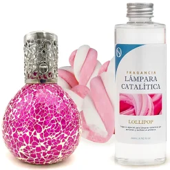 Lampe catalytique Mosaïque Fuchsia + Parfum Lollipop 200 ml - Élimine mauvaises odeurs, parfume et améliore qualité de l'air>Mamamanuela Best