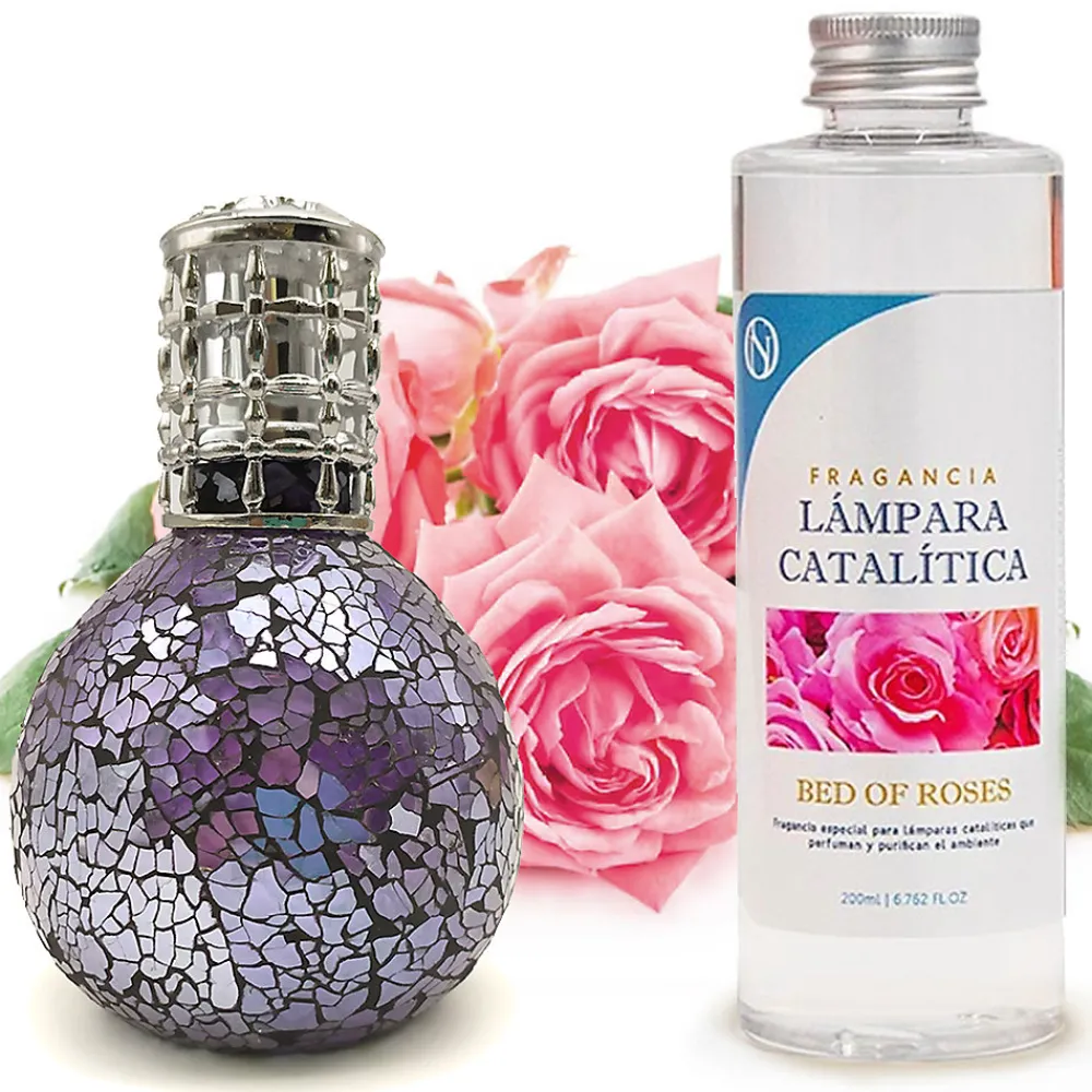 Lampe catalytique Mosaïque de minuit + Parfum Bed of Roses 200 ml - Élimine mauvaises odeurs, parfume et améliore qualité de l'air>Mamamanuela Outlet