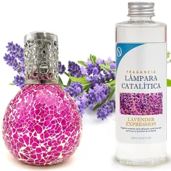 Mamamanuela Lampe catalytique Mosaïque Fuchsia + Lavender Expression 200 ml - Élimine mauvaises odeurs, parfume et améliore qualité de l'air* Désodorisant Et Parfum D'Ambiance