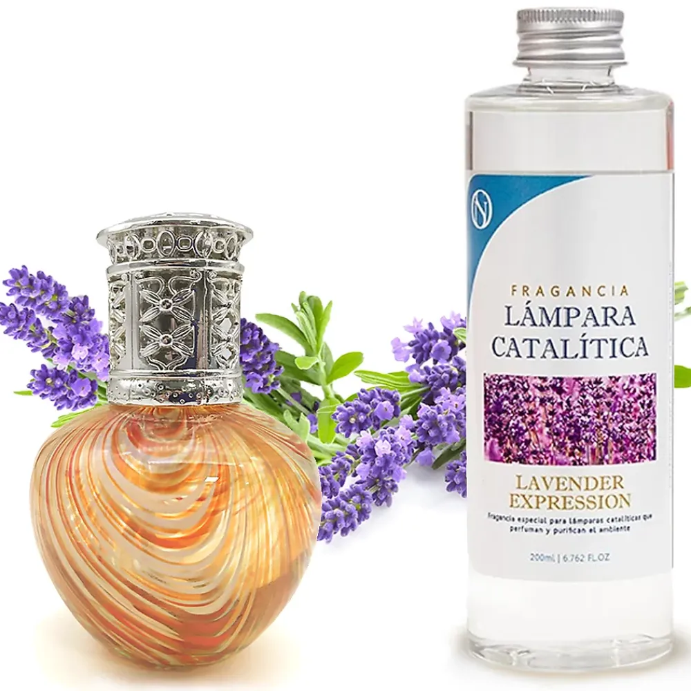 Mamamanuela Lampe catalytique Orange Waves + Lavender Expression 500 ml - Élimine mauvaises odeurs, parfume et améliore la qualité de l'air* Désodorisant Et Parfum D'Ambiance