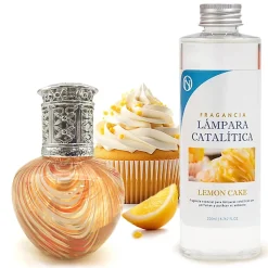 Mamamanuela Lampe catalytique Orange Waves + Parfum Lemon Cake 500 ml - Élimine les mauvaises odeurs, parfume et améliore la qualité de l'air* Désodorisant Et Parfum D'Ambiance