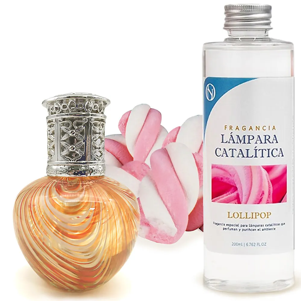 Lampe catalytique Orange Waves + Parfum Lollipop 200 ml - Élimine les mauvaises odeurs, parfume et améliore la qualité de l'air>Mamamanuela